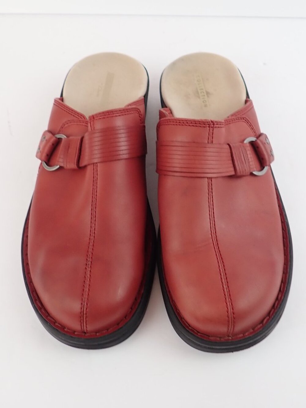 Clarks Patty Lorene Collection Cushion Soft Womens 8.5 W Red Leather Mule